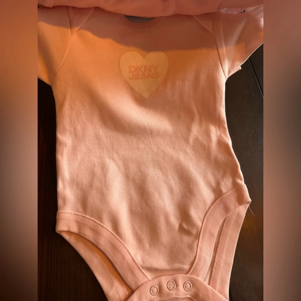 NWT Baby Girl 3 Pack Onsies DKNY Jeans 6-9 Mos - Picture 3 of 5